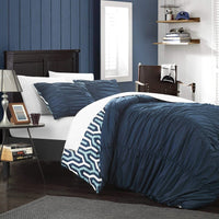 Chic Home Elissa 7 Piece Reversible Duvet Cover Set Navy