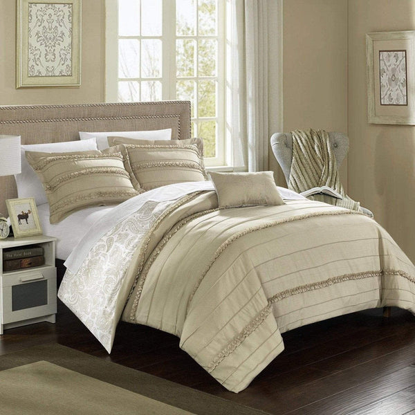 Chic Home Eliza 8 Piece Floral Duvet Cover Set Beige