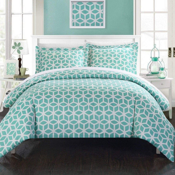 Chic Home Elizabeth 3 Piece Reversible Duvet Cover Set Green