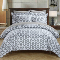 Chic Home Elizabeth 3 Piece Reversible Duvet Cover Set Grey
