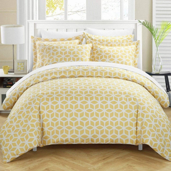 Chic Home Elizabeth 3 Piece Reversible Duvet Cover Set Yellow