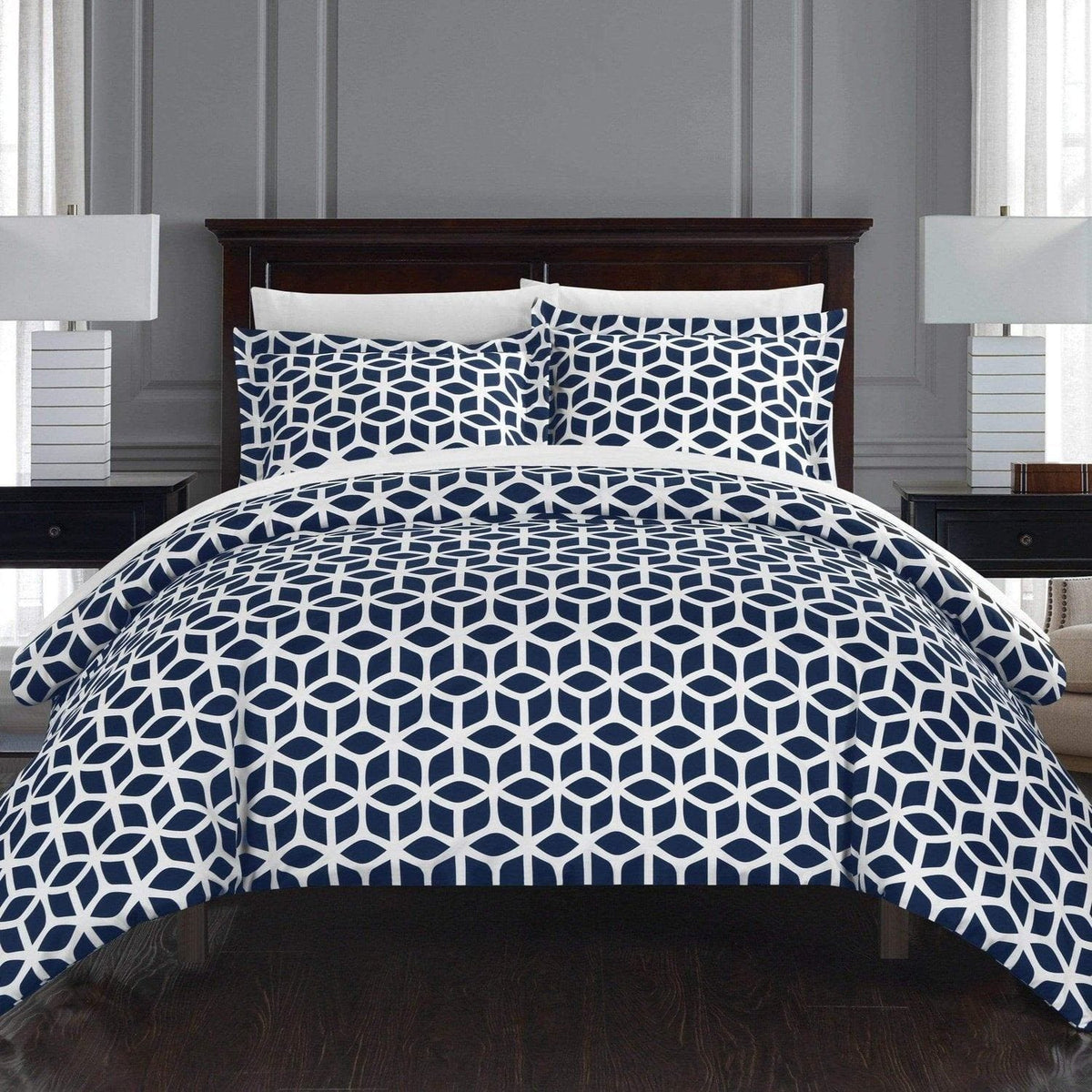 Chic Home Elizabeth 9 Piece Reversible Duvet Cover Set 