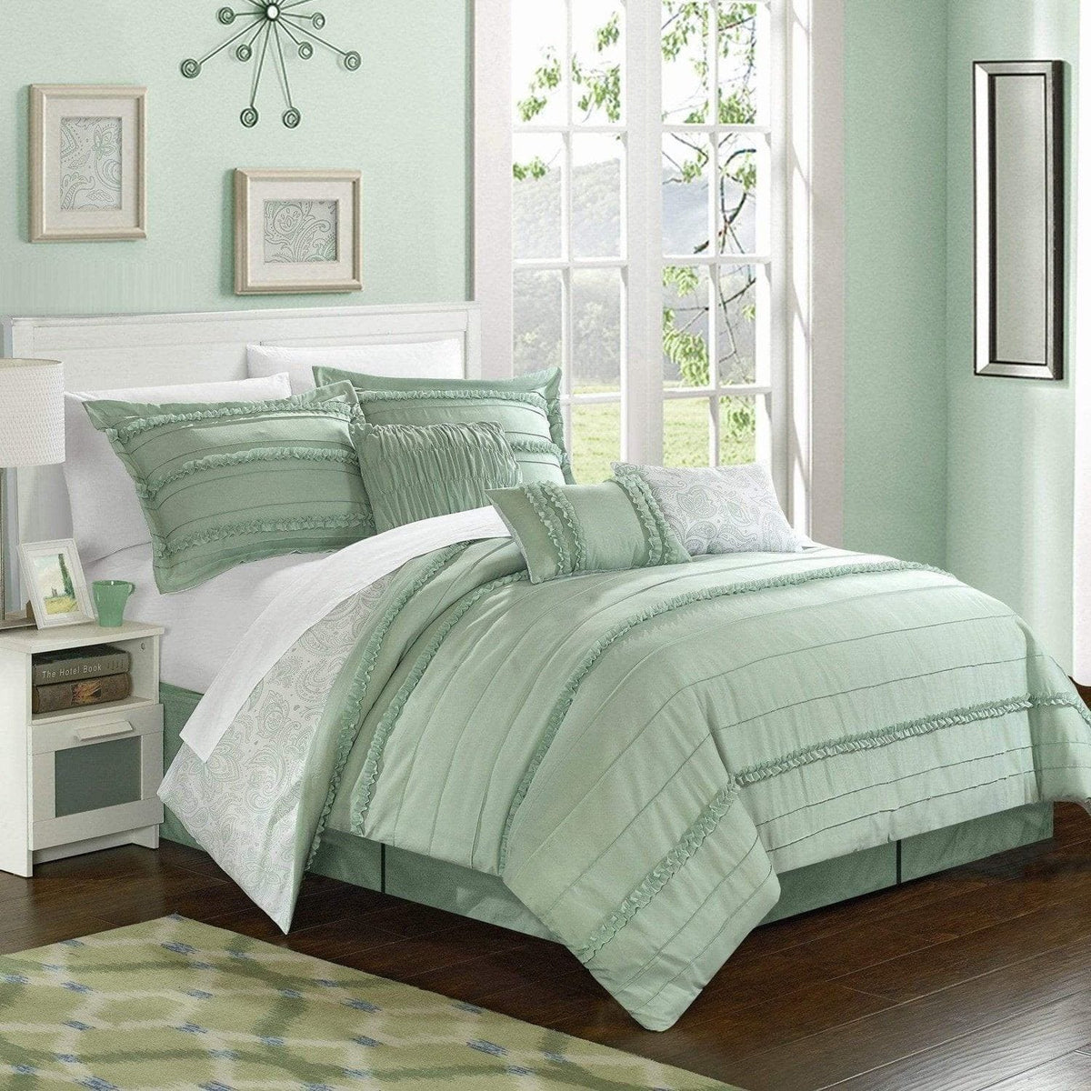 Chic Home Elle 11 Piece Reversible Comforter Set Green