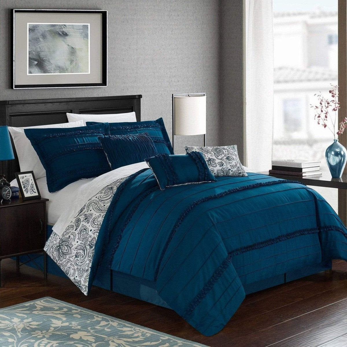 Chic Home Elle 11 Piece Reversible Comforter Set Navy