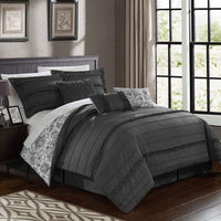 Chic Home Elle 7 Piece Reversible Comforter Set Grey
