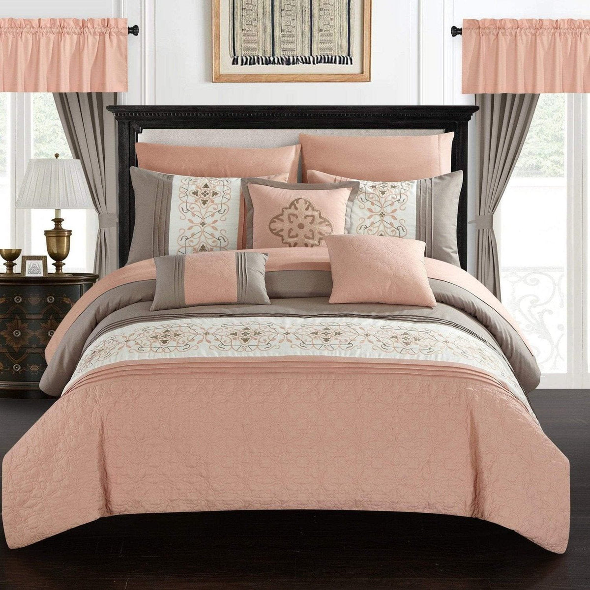 Chic Home Emily 20 Piece Floral Comforter Set Coral