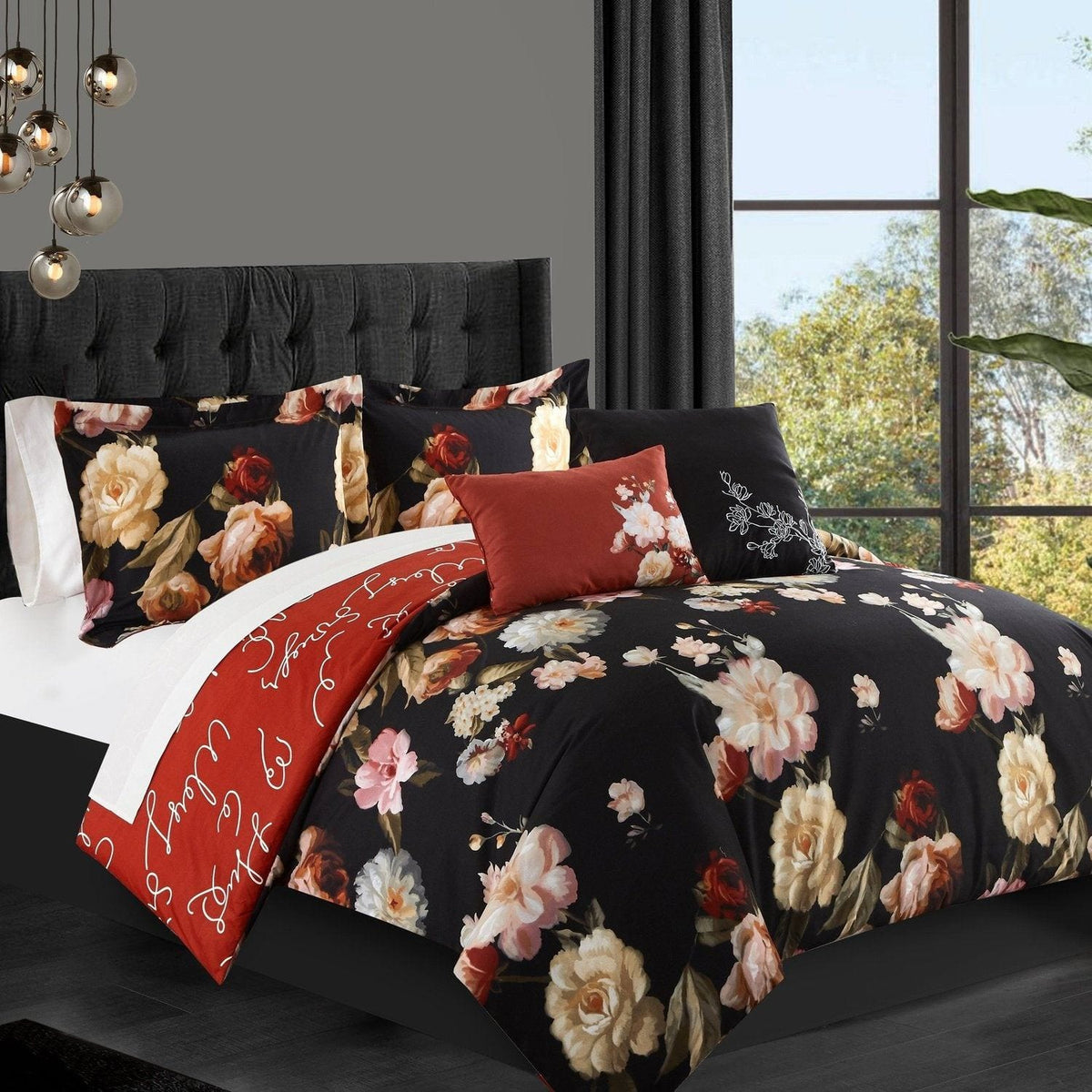 Chic Home Enid 5 Piece Floral Comforter Set 