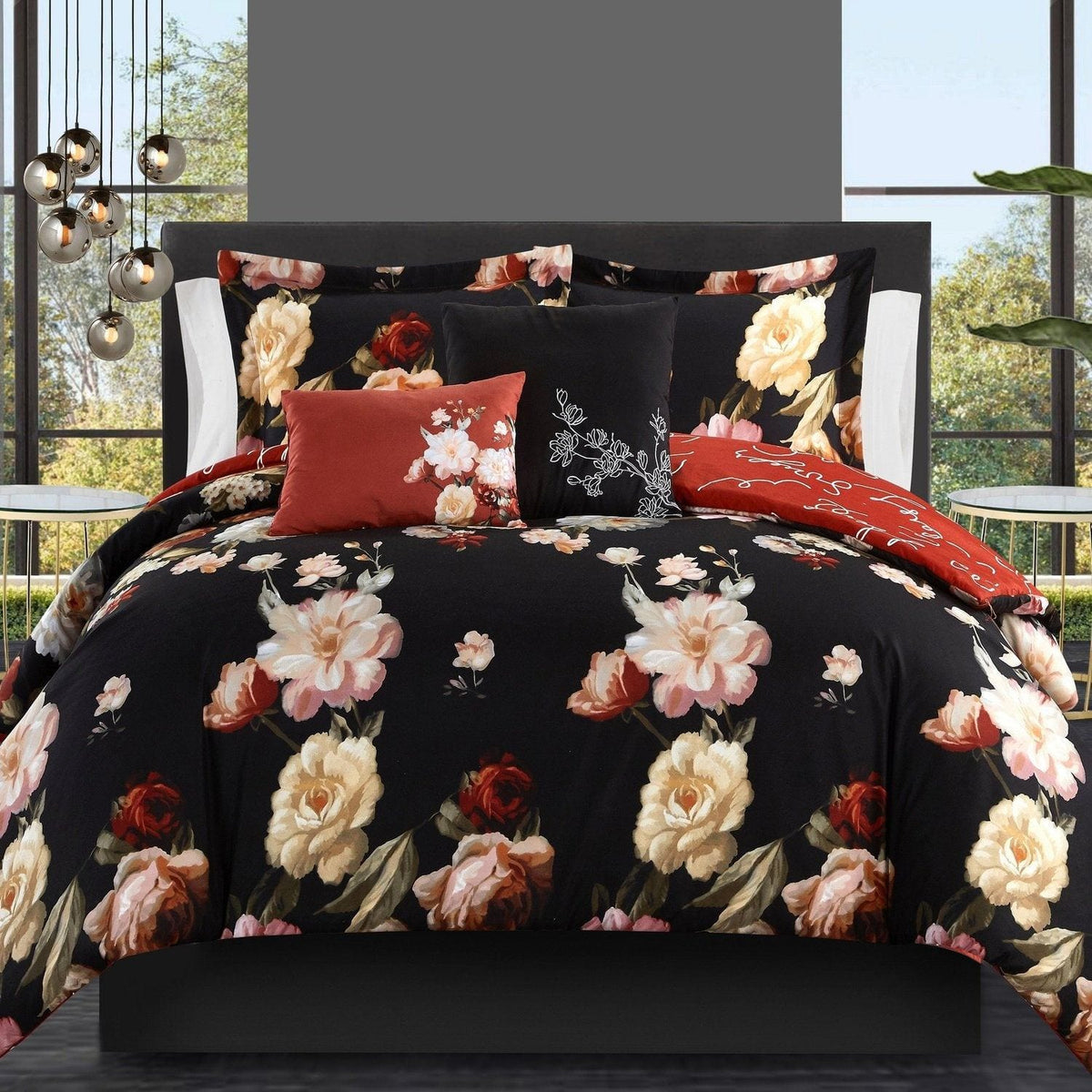 Chic Home Enid 9 Piece Floral Comforter Set Twin