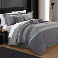 Chic Home Euphoria 12 Piece Striped Comforter Set Aqua