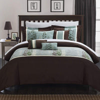 Chic Home Evan 8 Piece Floral Comforter Set Brown