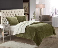 Chic Home Evie 3 Piece Blanket Set Ultra Plush Micro Mink Patchwork Stitched Bedding 