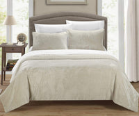 Chic Home Evie 3 Piece Blanket Set Ultra Plush Micro Mink Patchwork Stitched Bedding Beige