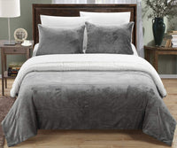 Chic Home Evie 3 Piece Blanket Set Ultra Plush Micro Mink Patchwork Stitched Bedding Silver