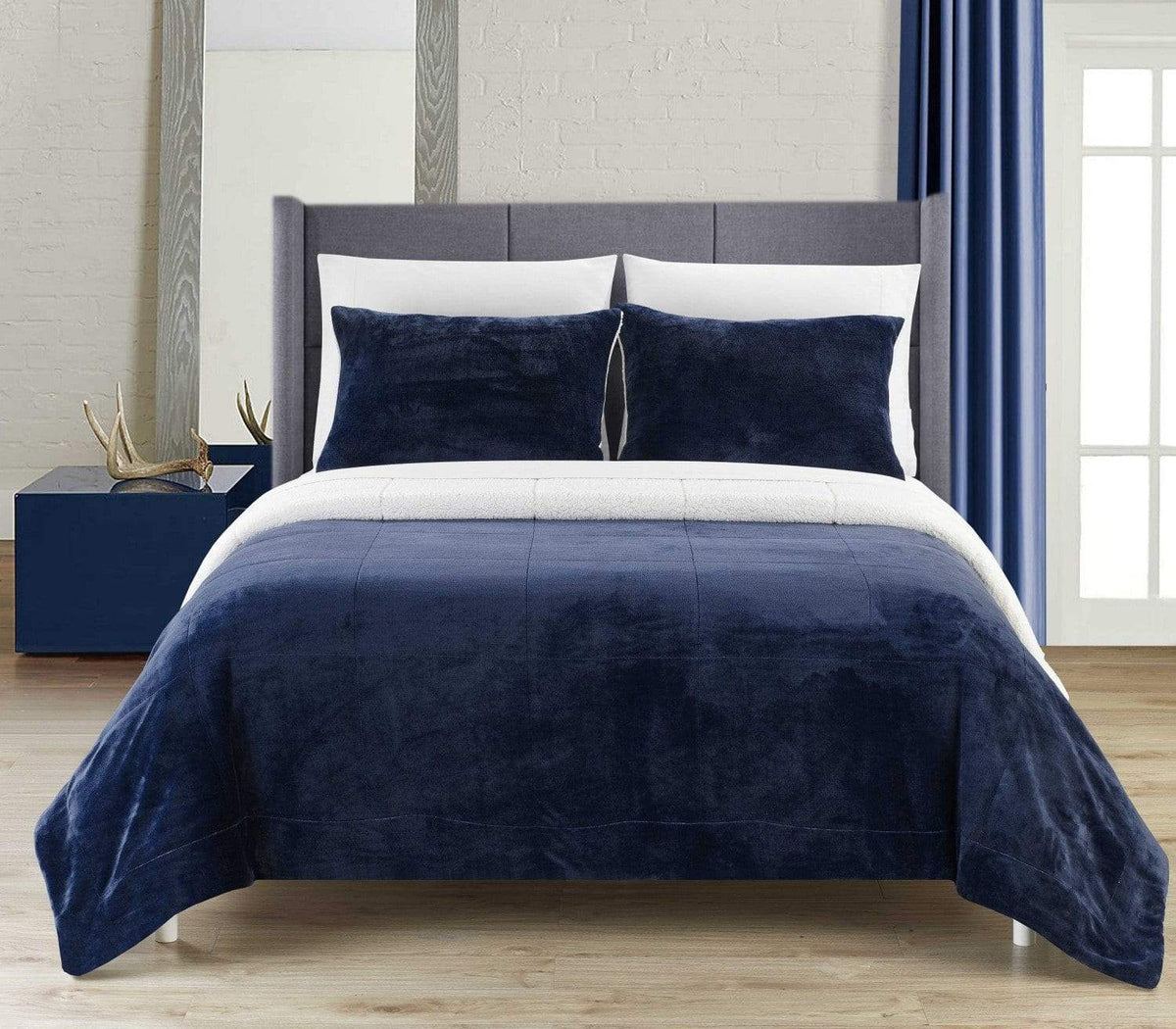 Chic Home Evie 7 Piece Blanket Set Ultra Plush Micro Mink Patchwork Stitched Bed in a Bag 