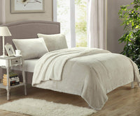 Chic Home Evie 7 Piece Blanket Set Ultra Plush Micro Mink Patchwork Stitched Bed in a Bag Beige
