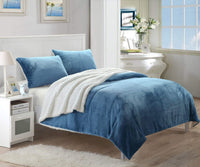 Chic Home Evie 7 Piece Blanket Set Ultra Plush Micro Mink Patchwork Stitched Bed in a Bag Blue