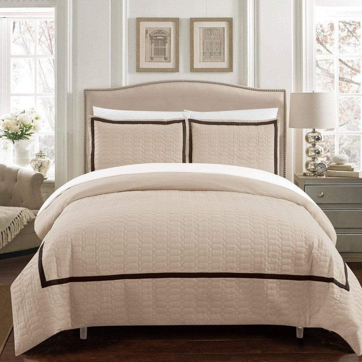 Chic Home Faige 7 Piece Hotel Duvet Cover Set Beige