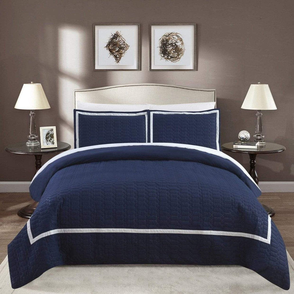 Chic Home Faige 7 Piece Hotel Duvet Cover Set Navy