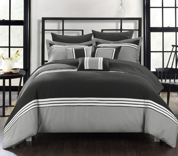 Chic Home Falcon 10 Piece Color Comforter Set Black