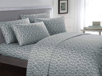 Chic Home Fallen Leaf 6 Piece Geometric Pattern Sheet And Pillowcases Set Grey