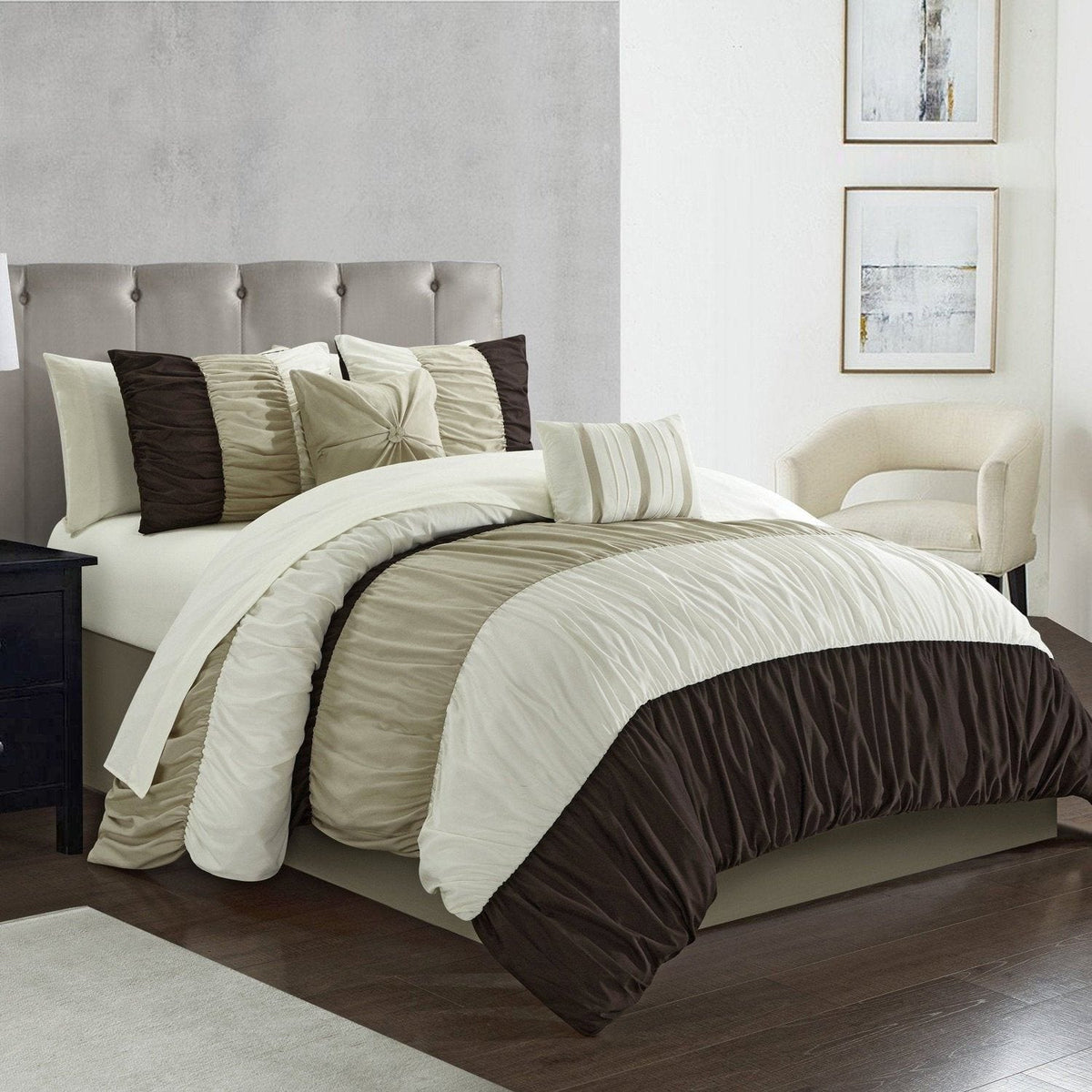 Chic Home Fay 9 Piece Color Block Comforter Set 
