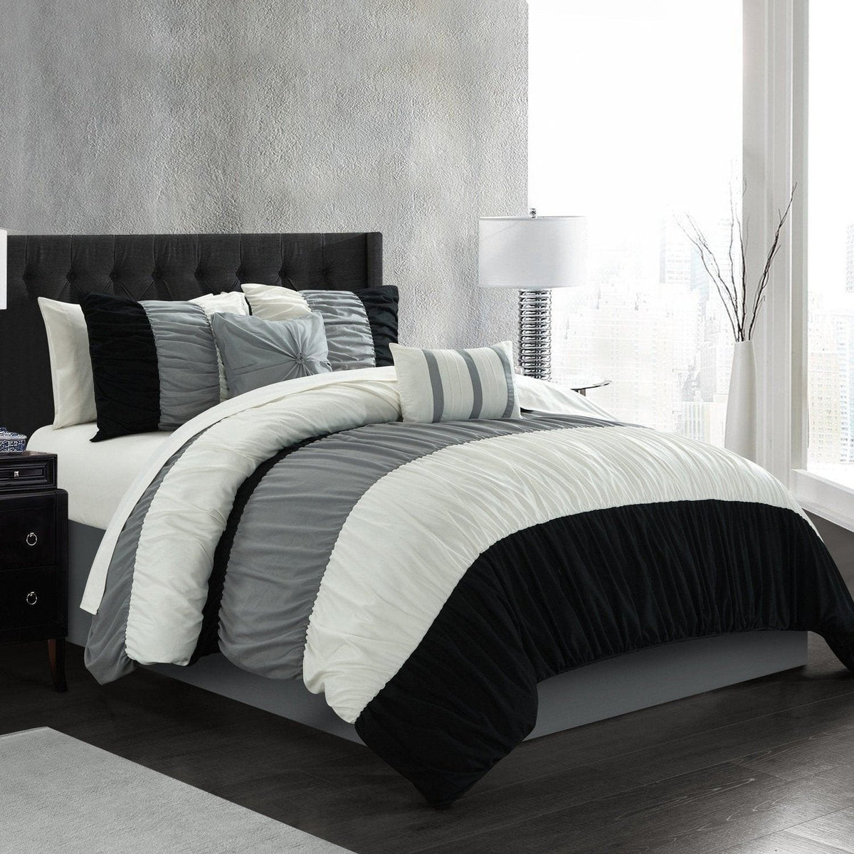 Chic Home Fay 9 Piece Color Block Comforter Set 