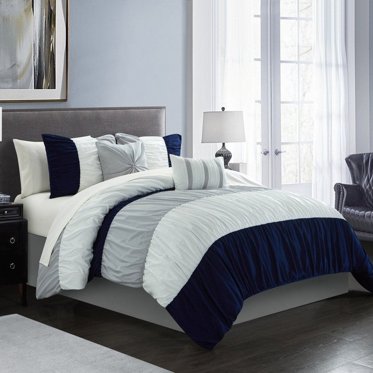 Chic Home Fay 9 Piece Color Block Comforter Set 