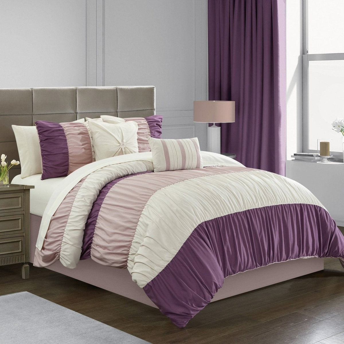 Chic Home Fay 9 Piece Color Block Comforter Set 