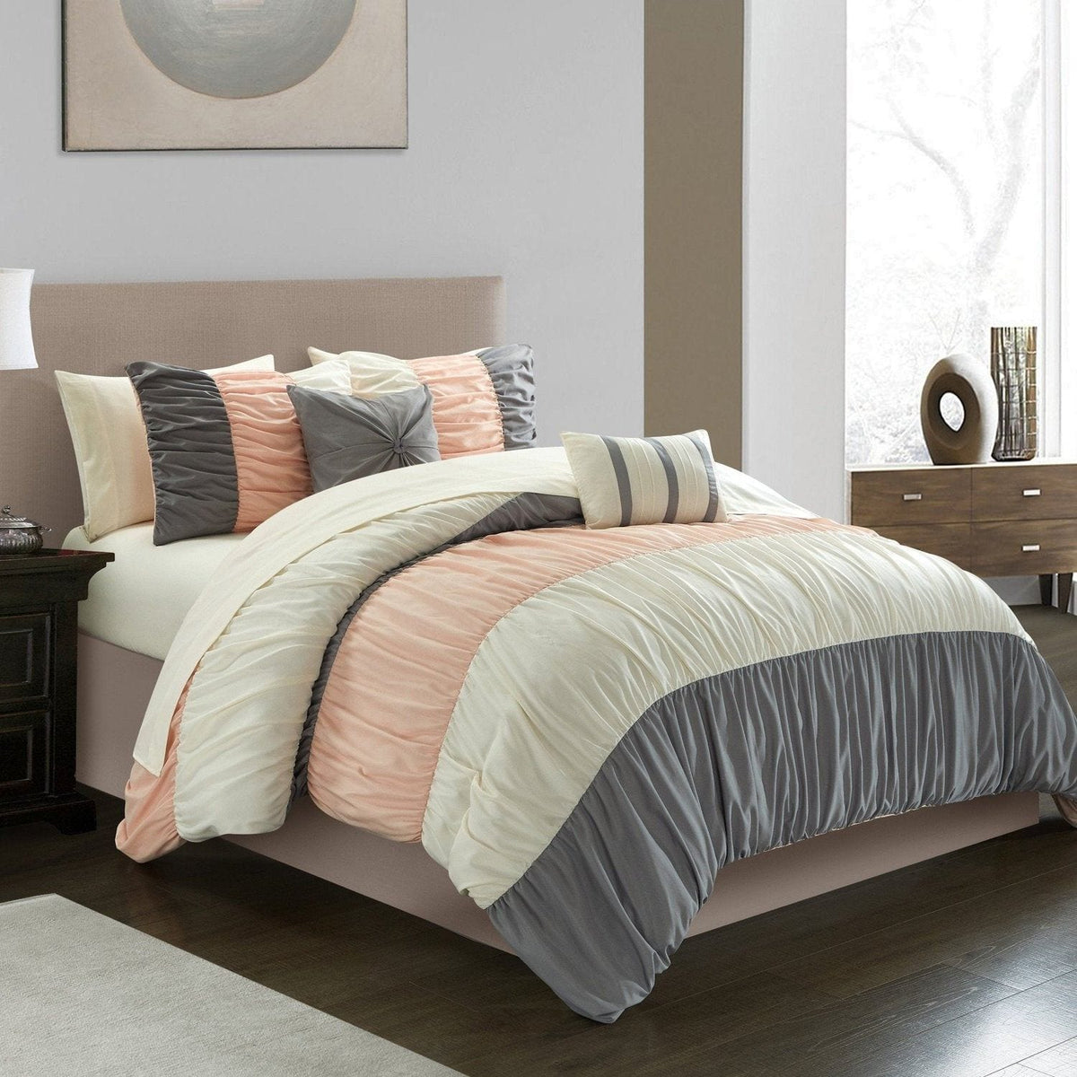 Chic Home Fay 9 Piece Color Block Comforter Set 