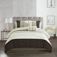 Chic Home Fay 9 Piece Color Block Comforter Set Brown