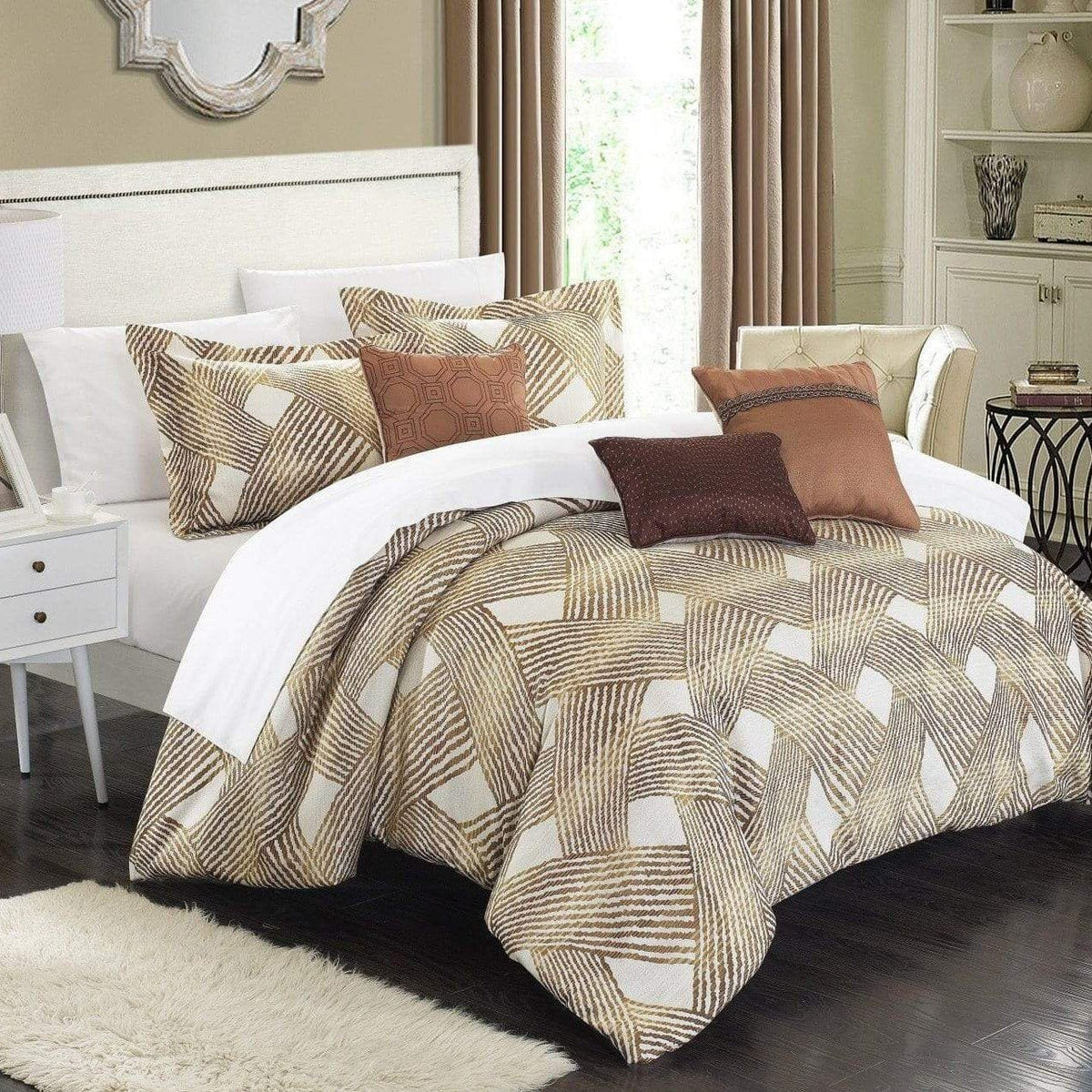 Chic Home Fiorella 10 Piece Jacquard Comforter Set Gold