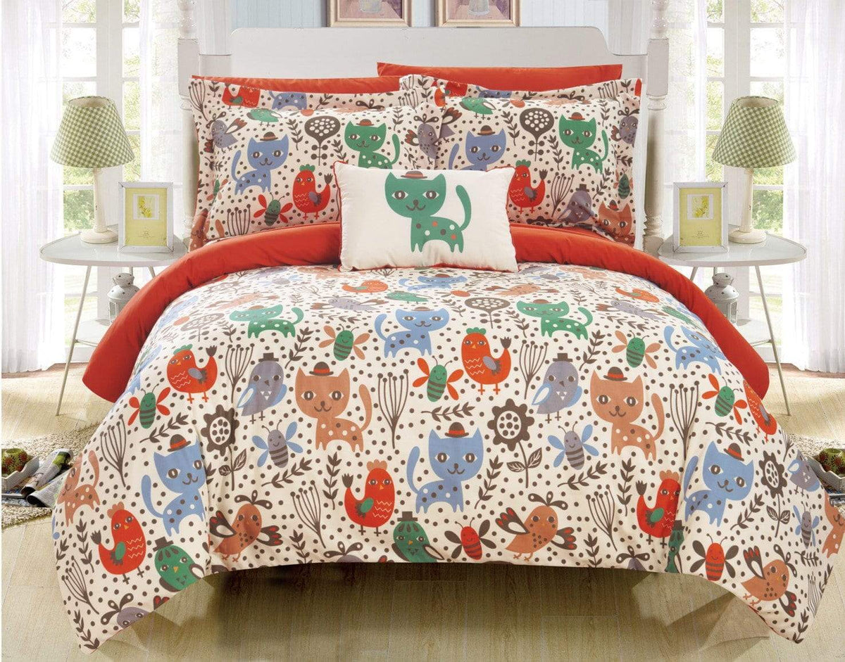 Chic Home Flopsy 8 Piece Animal Comforter Set Orange