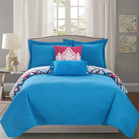 Chic Home Gingham 5 Piece Reversible Quilt Set 