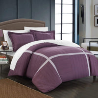 Chic Home Giselle 3 Piece Patchwork Duvet Cover Set Plum