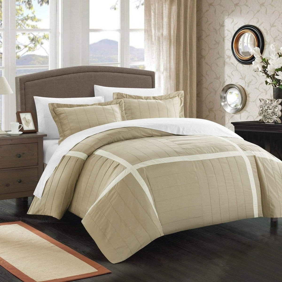 Chic Home Giselle 7 Piece Patchwork Duvet Cover Set Taupe