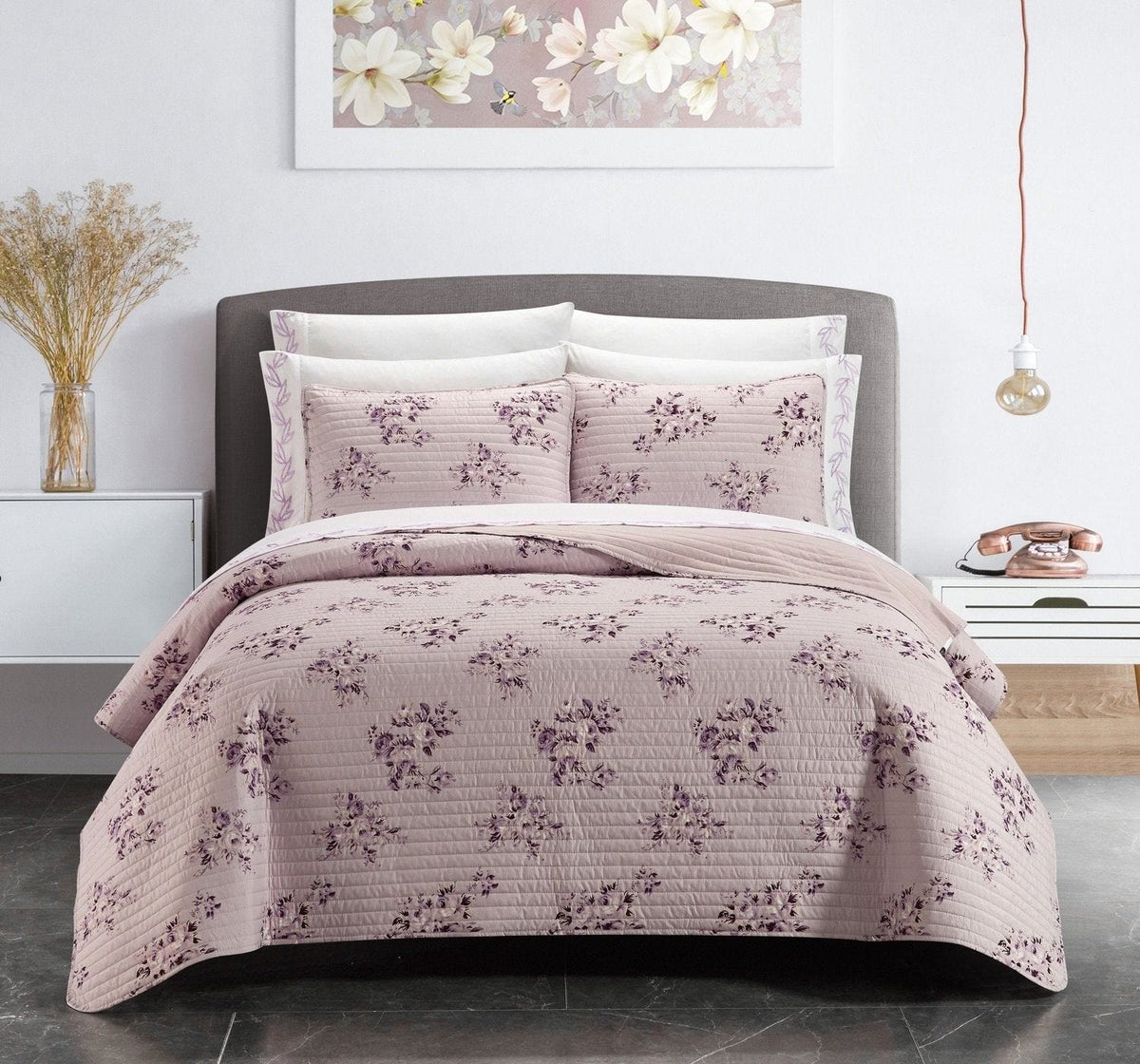 Chic Home Giverny 9 Piece Floral Print Quilt Set Twin