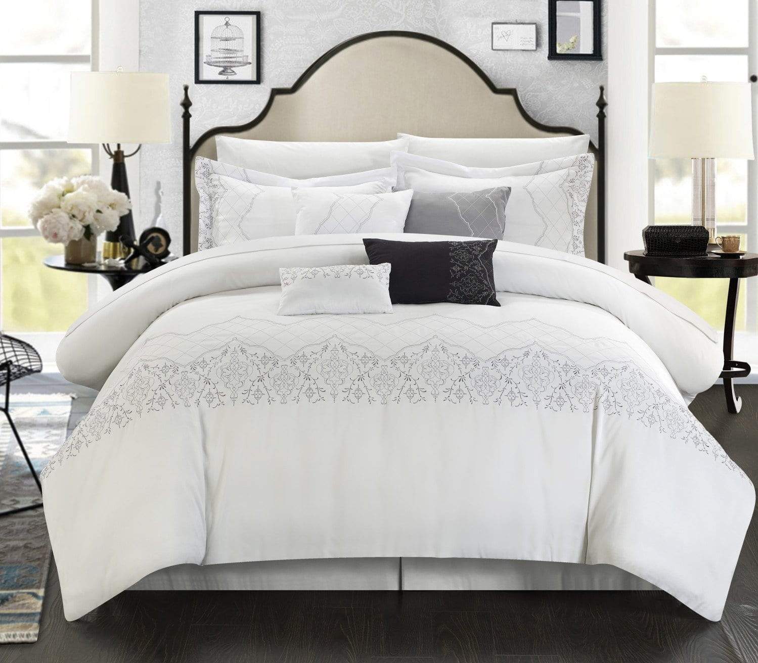 chic home Grace 8 Piece Embroidered Comforter Set