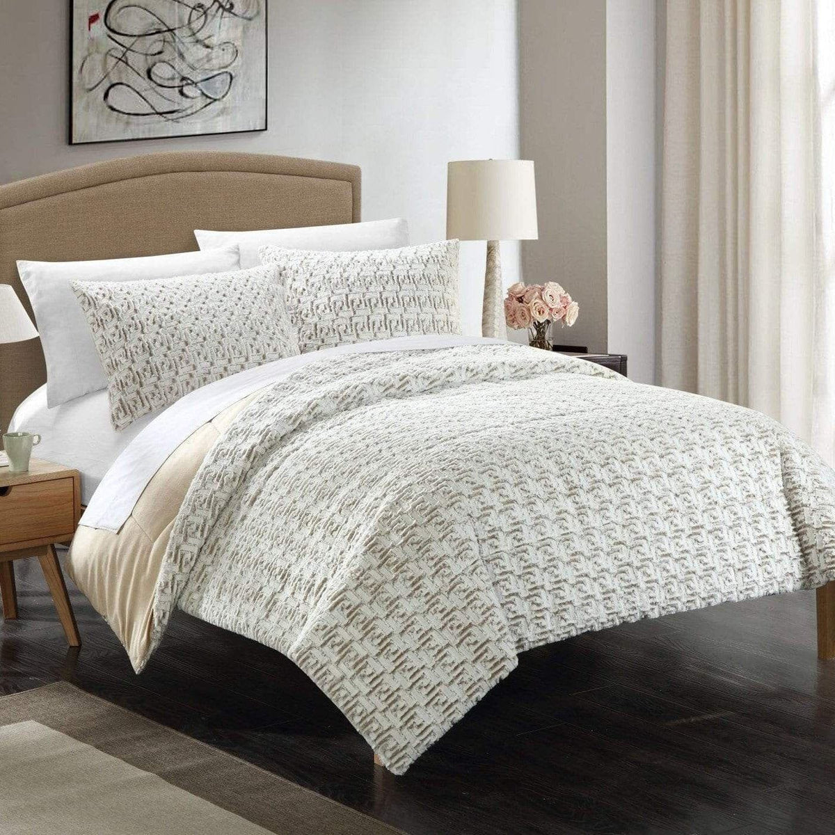 Chic Home Greece 3 Piece Faux Fur Comforter Set 