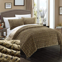 Chic Home Greece 7 Piece Faux Fur Comforter Set Gold