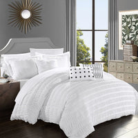 Chic Home Hadassah 6 Piece Striped Comforter Set White
