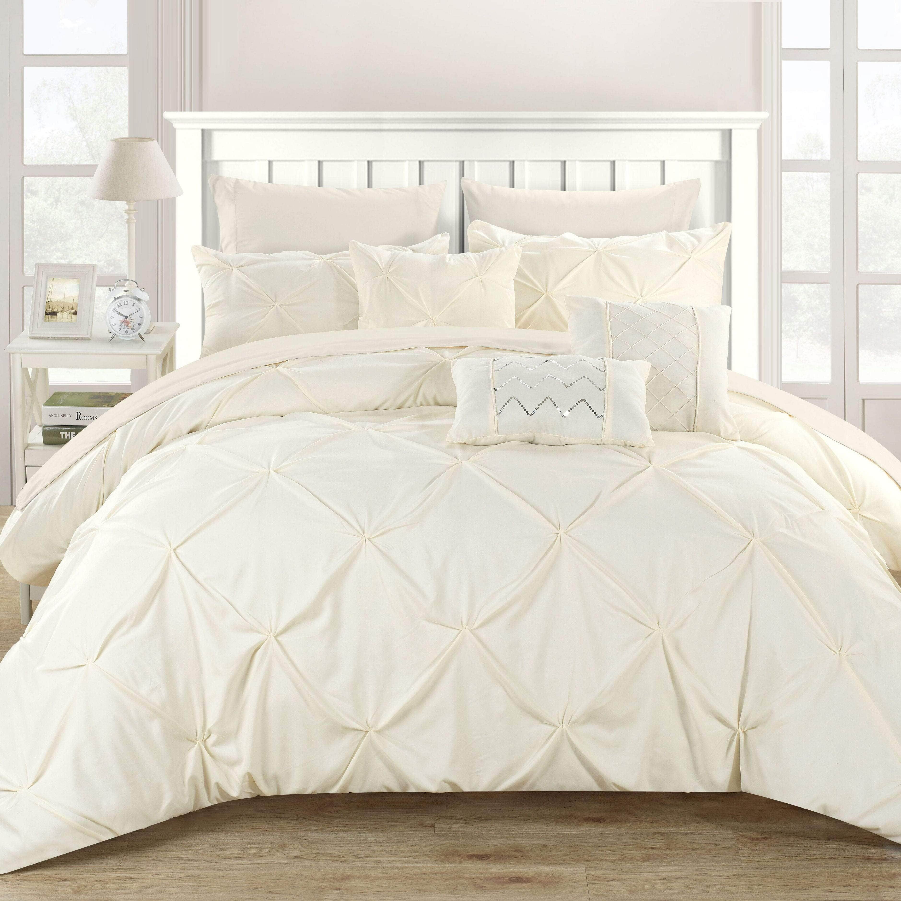 White pinch pleat comforter deals