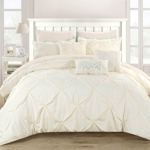 Chic Home Hannah 10 Piece Pinch Pleat Comforter Set Beige