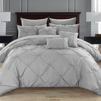 Chic Home Hannah 10 Piece Pinch Pleat Comforter Set Silver