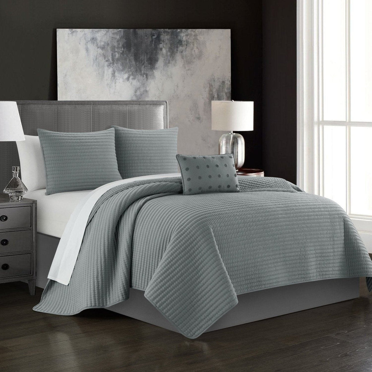 Chic Home Hayden 8 Piece Box Stitched Quilt Set 