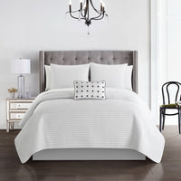 Chic Home Hayden 8 Piece Box Stitched Quilt Set White