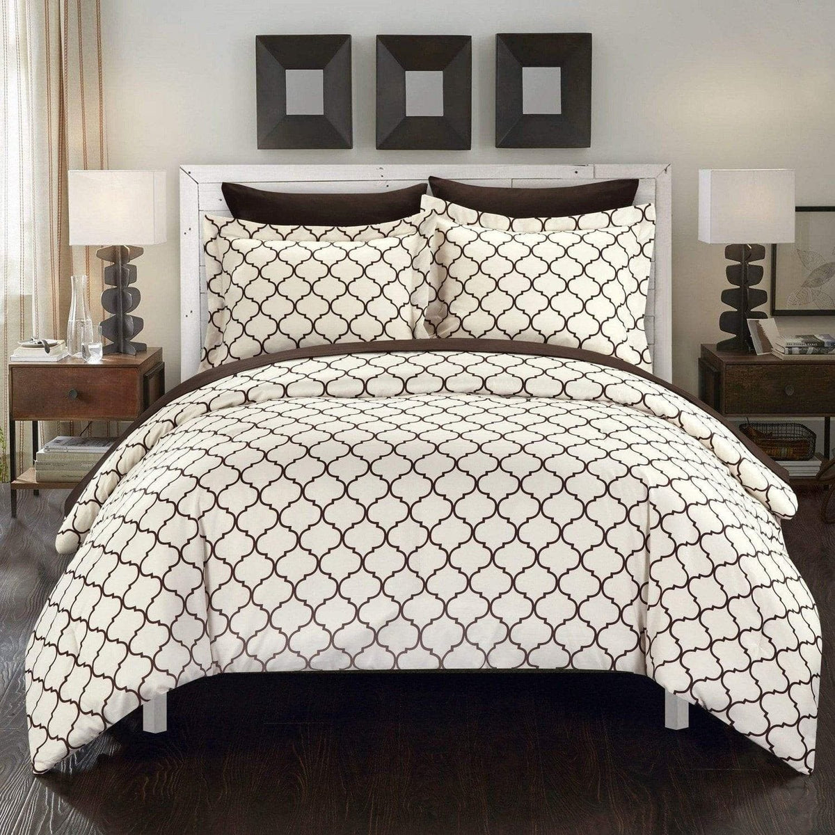 Chic Home Heather 7 Piece Reversible Comforter Set Brown