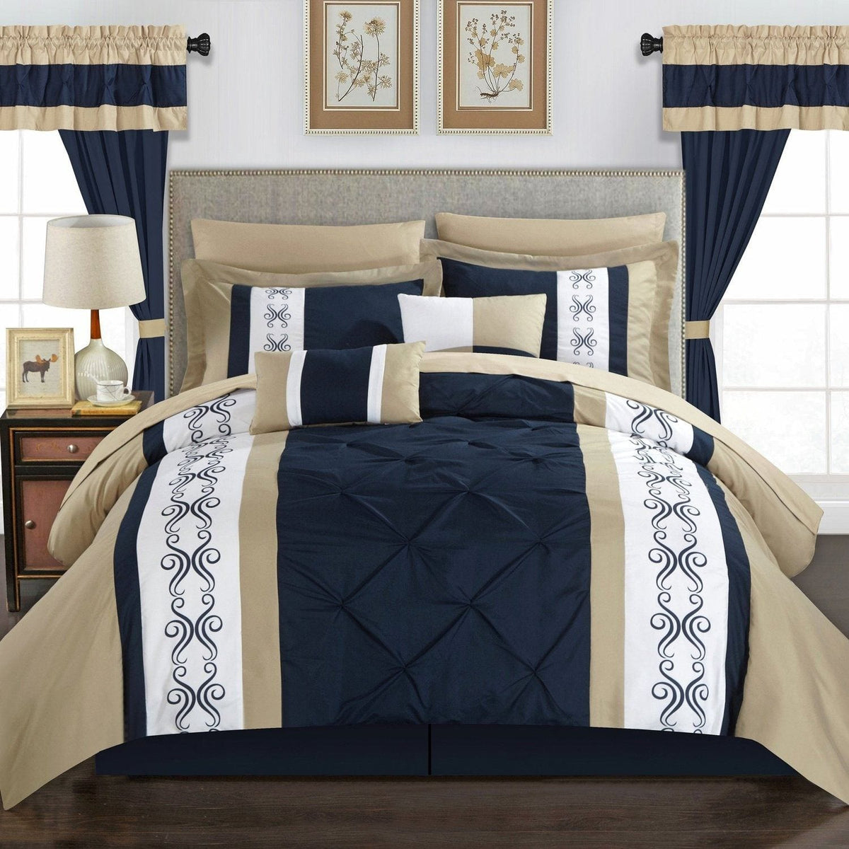 Chic Home Icaria 20 Piece Color Comforter Set Navy