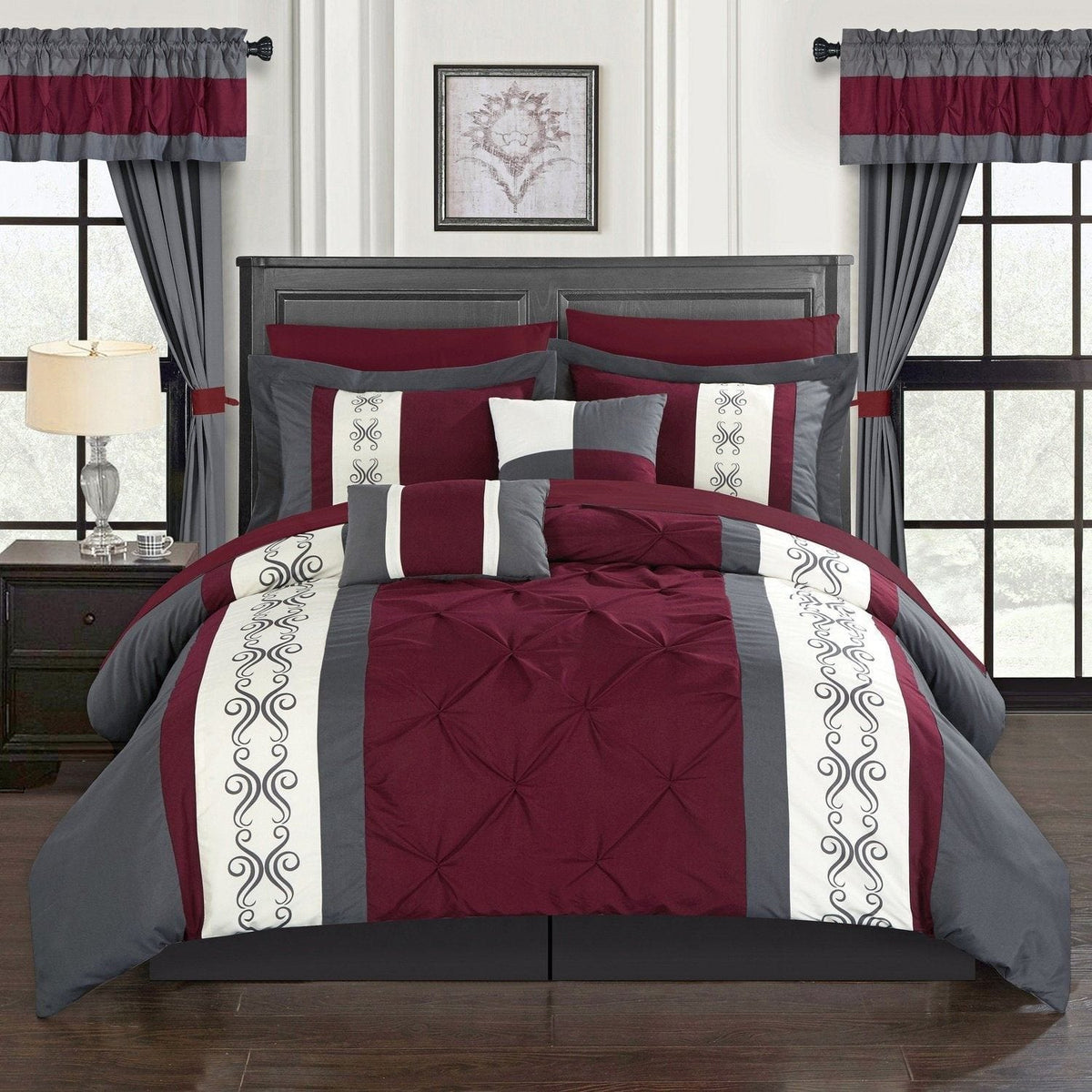 Chic Home Icaria 20 Piece Color Comforter Set Red