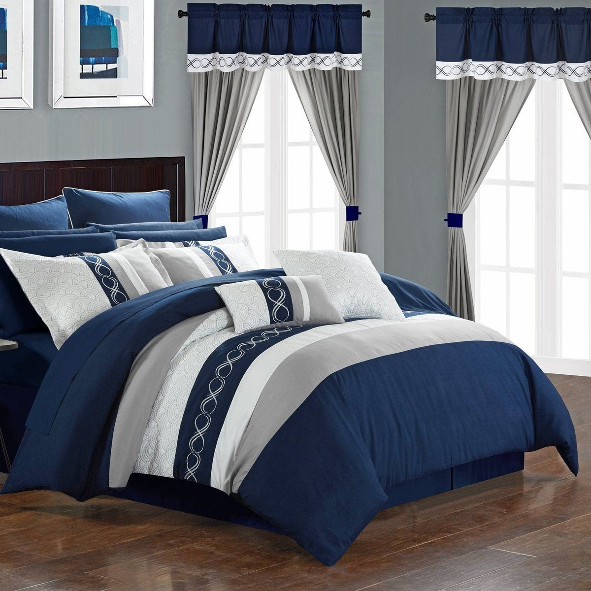 Chic Home Idit 24 Piece Color Block Comforter Set 