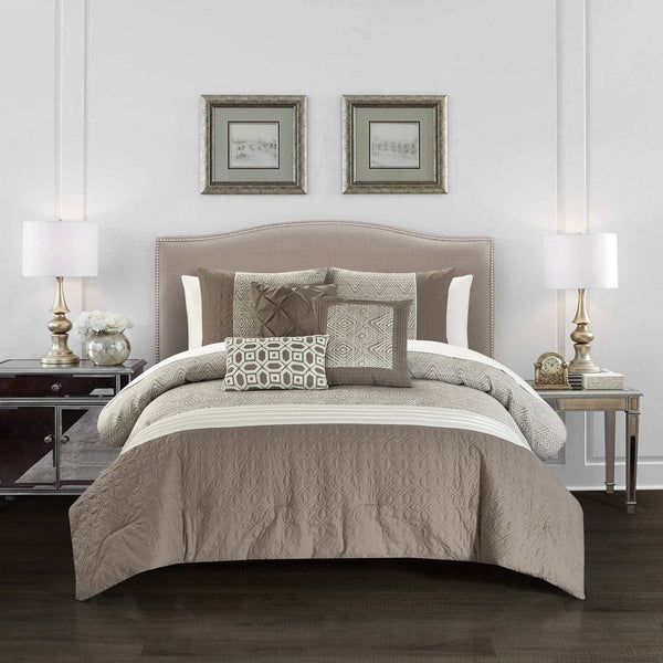 Chic Home Imani 10 Piece Jacquard Comforter Set Beige